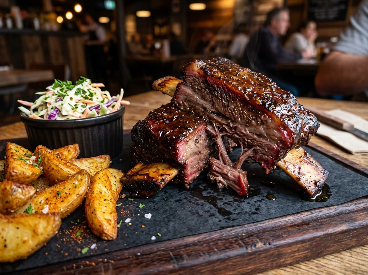 Slow-Smoked BBQ Beef Ribs, a western dish
