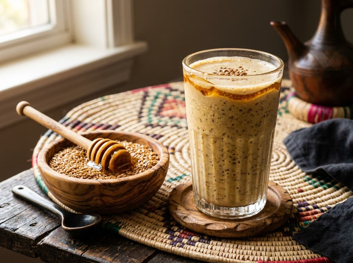 Telba Roasted Flax Drink, a drinks dish